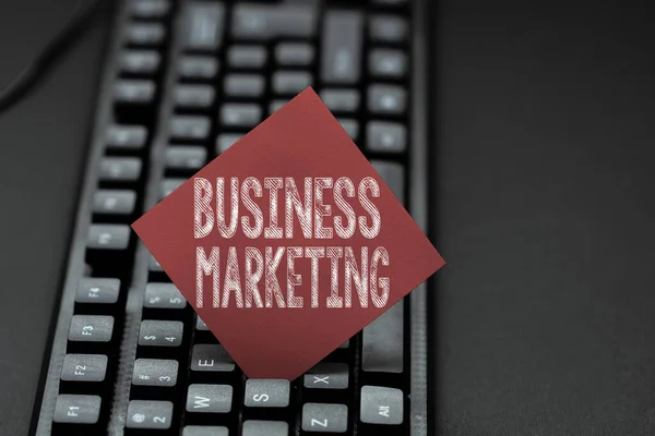 Text sign showing Business Marketing. Internet Concept products and services are sold to other businesses Entering Image Keyword And Description, Typing Word Definition And Meaning — Φωτογραφία Αρχείου