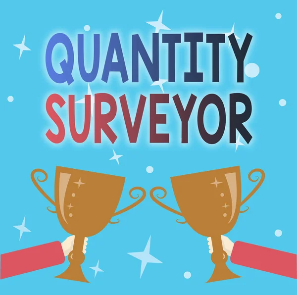 Inspiration showing sign Quantity Surveyor. Word for calculate the cost of the materials and work needed Abstract Victory Reward Ceremony, Celebrating New Winner Concept — Foto Stock