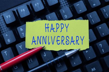 Text caption presenting Happy Anniversary. Business approach The annually recurring date of a past event celebration Typing Hospital Records And Reports, Creating New Ebook Reading Program