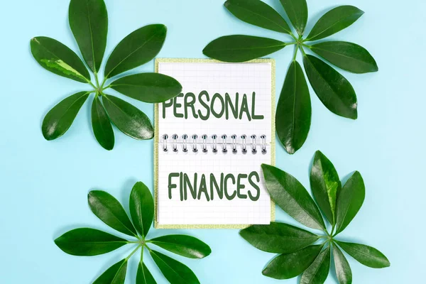 Text showing inspiration Personal Finances. Business showcase the activity of managing own money and financial decisions Creating Nature Theme Blog Content, Preventing Environmental Loss — Stock Photo, Image