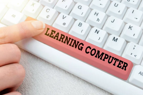 Text caption presenting Learning Computer. Business showcase learn more about each of the components in the computer Retyping Download History Files, Typing Online Registration Forms — Φωτογραφία Αρχείου