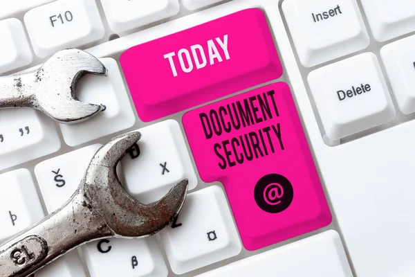 Text caption presenting Document Security. Word Written on means in which important documents are filed or stored Computer Engineering Concept, Abstract Repairing Broken Keyboard — Stockfoto