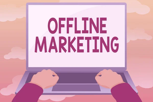 Text sign showing Offline Marketing. Word Written on Advertising strategy published outside of the internet Editing And Formatting Online Articles, Typing Creative Reading Contents — Stockfoto