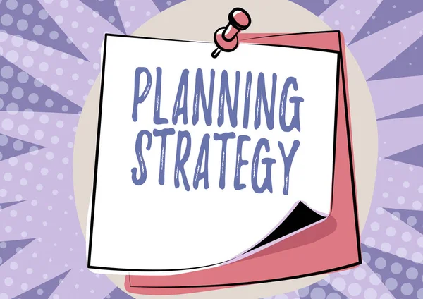 Text sign showing Planning Strategy. Business concept systematic process of envisioning a desired future Colorful Message Presentation Ideas, Sticky Notes Message Reminder — Φωτογραφία Αρχείου