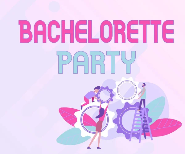 Texto que muestra inspiración Bachelorette Party. Concepto de negocio una fiesta dada para un que está a punto de casarse Resumen Ayudando a construir comunidad, Sociedad Trabajando juntos Concepto — Foto de Stock