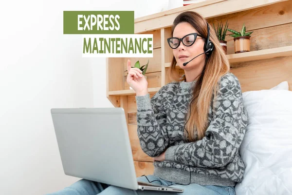 Text caption presenting Express Maintenance. Business concept damage is immediately debited to repairs and maintenance Student Learning New Things Online, Casual Internet Surfing And Browsing