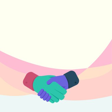 El sıkışma pozisyonu anlaşma ve selamlaşmayı gösteriyor. Palm Design Tokalaşma Görünümü Uygun Karşılama Yöneticisi.