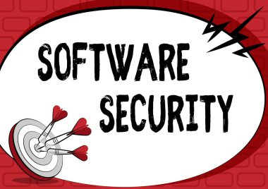 Conceptual display Software Security. Business overview implemented to protect software against malicious attack Presenting Message About Hitting Target Concept, Abstract Announcing Goal