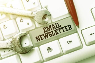 Text caption presenting Email Newsletter. Business overview email sent out to inform the audience of the latest news Abstract Programmer Typing Antivirus Codes, Retyping Debug Codes