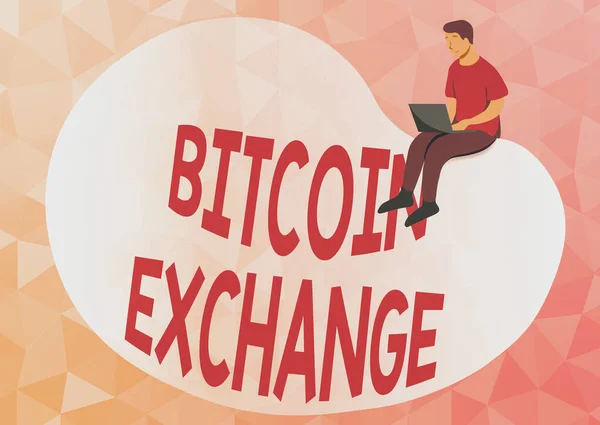 Text caption presenting Bitcoin Exchange. Business approach digital marketplace where traders can buy and sell bitcoins Abstract Spreading Message Online, Global Connectivity Concepts — Photo