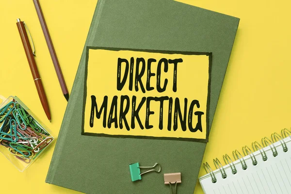 Inspiration showing sign Direct Marketing. Conceptual photo business of selling products directly to the public Flashy School And Office Supplies Bright Teaching And Learning Collections — Stock Photo, Image