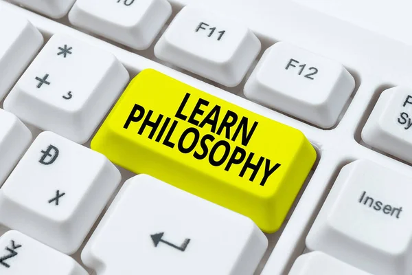 Sign displaying Learn Philosophy. Internet Concept learn to develop sound methods of research and analysis Typewriting End User License Agreement, Typing New Network Password — Stock Photo, Image