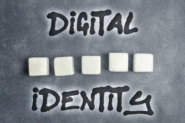 Inspiration showing sign Digital Identity. Word Written on networked identity adopted or claimed in cyberspace Stack of Sample Cube Rectangular Boxes On Surface Polished With Multi-Colour —  Fotos de Stock