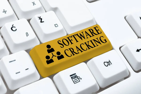 Inspiration showing sign Software Cracking. Conceptual photo modification of software to remove or disable features Typing Game Program Codes, Programming New Playable Application — Foto Stock