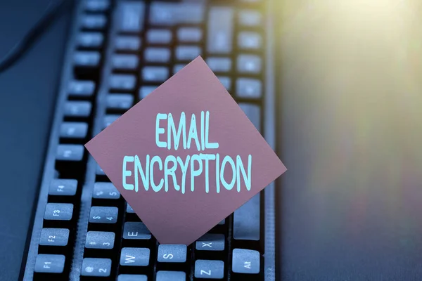 Text showing inspiration Email Encryption. Business showcase protect the content from being read by illicit entities Collecting Important Data Online, Developing Word Processing Application — 스톡 사진