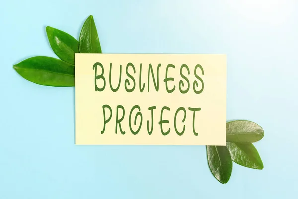 Hand writing sign Business Project. Internet Concept Planned set of interrelated tasks to be executed over time Nature Theme Presentation Ideas And Designs, Displaying Renewable Materials — Foto Stock