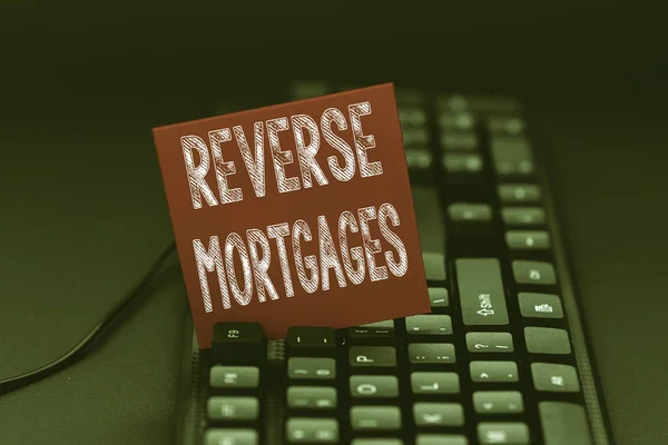 Handwriting text Reverse Mortgages. Business showcase borrower to access the unencumbered value of the property Typing Old Notes To A Computer, Abstract Creating Emotional Novel — Foto de Stock