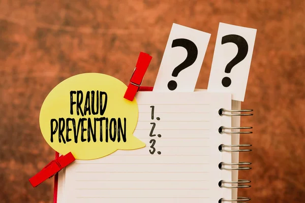 Inspiration showing sign Fraud Prevention. Word for the act of stopping various types of internet fraud Brainstorming The New Idea Of Solutions And Answers Seeking More Clues — Fotografia de Stock