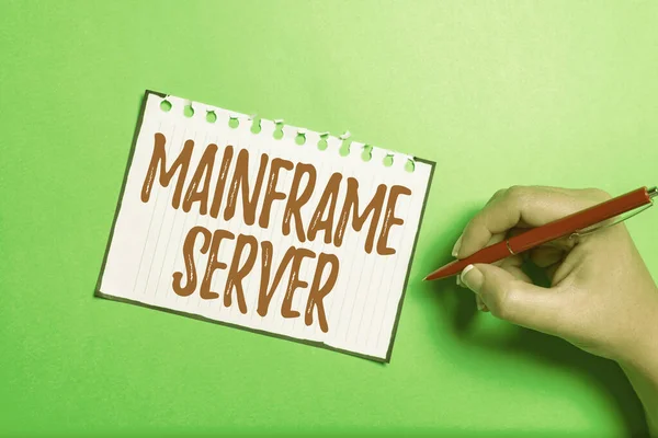 Text caption presenting Mainframe Server. Conceptual photo designed for processing large amounts of information Brainstorming Problems And Solutions Asking Relevant Questions — Φωτογραφία Αρχείου