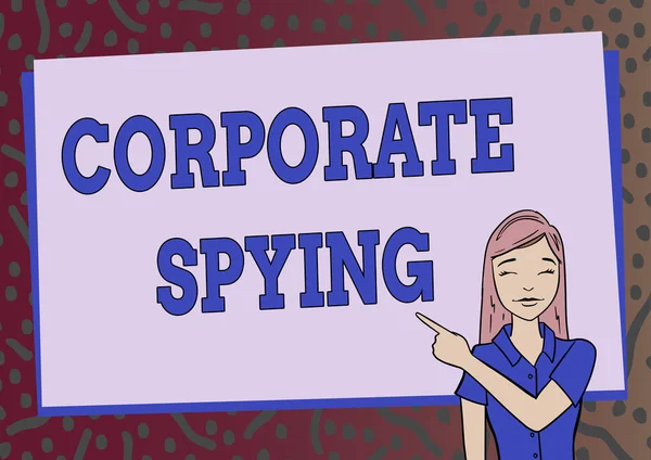 Sign displaying Corporate Spying. Word for investigating competitors to gain a business advantage Creating Interesting Short Stories Online, Entering Computer Commands — Stockfoto