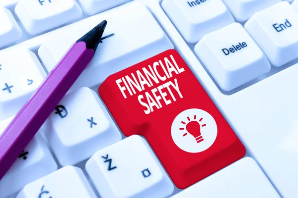 Handwriting text Financial Safety. Word Written on enough money saved to cover emergencies and financial goals Typing Product Title And Descriptions, Entering Important Data Codes