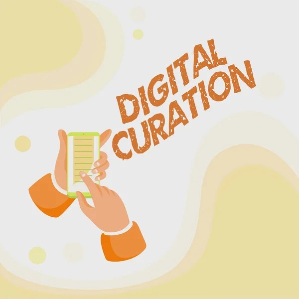 Conceptual display Digital Curation. Business overview maintenance collection and archiving of digital assets Abstract Spreading Message Online, Global Connectivity Concepts — Stockfoto