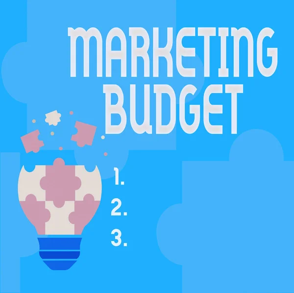 Bildunterschrift: Marketingbudget. Geschäftsidee geschätzte Höhe der Kosten, die erforderlich sind, um Produkte zu fördern Abstract Brainstorming Problem And Solution, Careful Thinking Concept — Stockfoto