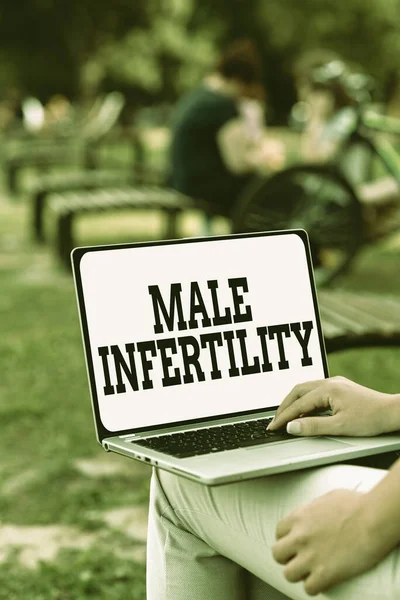 Pisanie tekstu o męskiej niepłodności. Internet Pojęcie niezdolności do powodowania ciąży w żyznym głosem i wideo Zdolności Łączenie ludzi razem — Zdjęcie stockowe