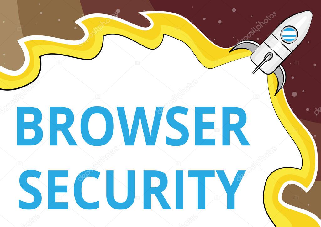 Text caption presenting Browser Security. Concept meaning security to web browsers in order to protect networked data Typing Computer Programming Codes, Creating New Digital Applications