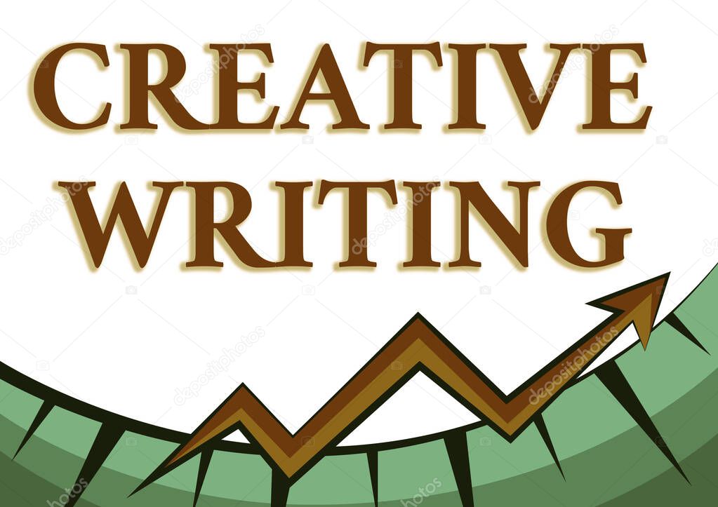 Text caption presenting Creative Writing. Conceptual photo fiction or poetry which displays imagination or invention Abstract Graph Presenting Progress, Moving Forward And Improving Concept