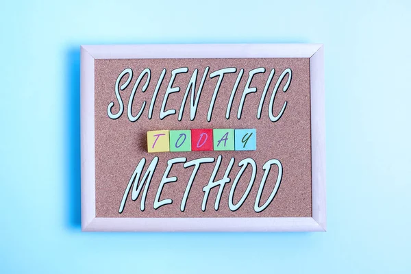 Conceptual caption Scientific Method. Business overview method of procedure that has characterized natural science Stack of Sample Cube Rectangular Boxes On Surface Polished With Multi-Colour