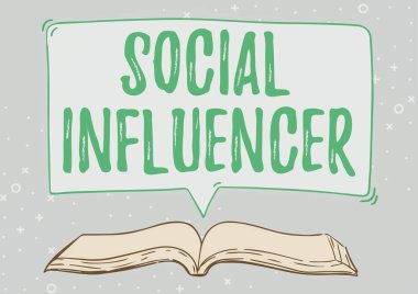 İlham verici Sosyal Etkilendirici 'yi gösteren metin. İş görüşü, diğerlerini orijinalliklerinden dolayı ikna eder ve Konuşma Baloncuğu Sunan Bir Alıntı Haberleri ile Açık Kitap illüstrasyonuna ulaşır.