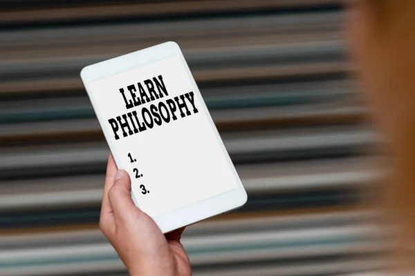 Hand writing sign Learn Philosophy. Word Written on learn to develop sound methods of research and analysis Voice And Video Calling Capabilities Connecting People Together — Stock Photo, Image