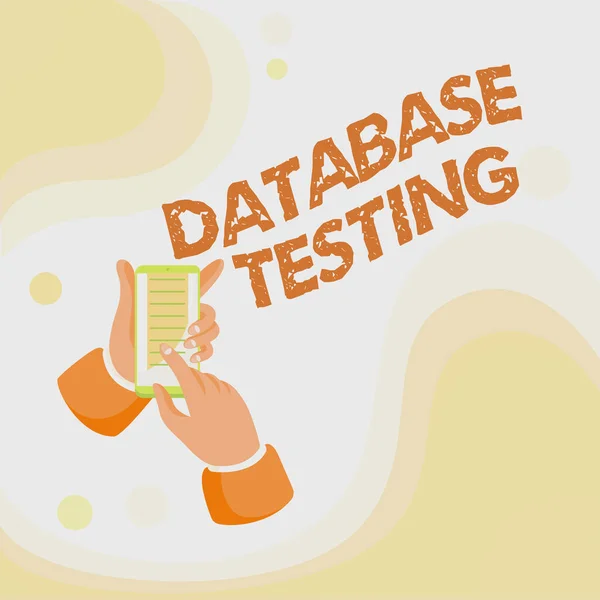 Podepsat zobrazení Testování databáze. Word for zahrnuje načtených hodnot z databáze na webu Abstraktní šíření zprávy Online, Globální koncepty připojení — Stock fotografie