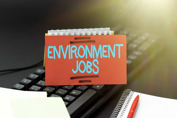 Conceptual caption Environment Jobs. Internet Concept jobs that contribute to preserve or restore the environment Abstract Typing New Antivirus Program, Typing Internet Virus Lists