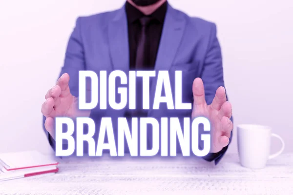 Text caption presenting Digital Branding. Business overview combination of internet branding and digital marketing Discussing Important Idea Presenting And Explaining Business Plan Designs