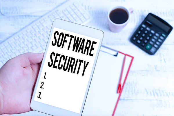 Sign displaying Software Security. Business approach implemented to protect software against malicious attack Typing New Ideas Business Planning Idea Voice And Video Calls