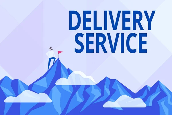 Handwriting text Delivery Service. Business overview the act of providing a delivery services to customers Abstract Reaching And Achieving Goal, Result Of Hard Work Concepts — стоковое фото