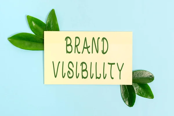 Text sign showing Brand Visibility. Business concept frequency at which showing see your brand in search results Nature Theme Presentation Ideas And Designs, Displaying Renewable Materials — стоковое фото