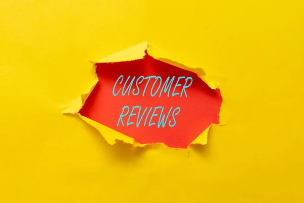 Conceptual caption Customer Reviews. Word Written on review of a product or service made by a customer Abstract Discovering New Life Meaning, Embracing Self Development Concept — Stockfoto