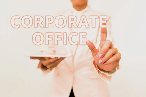 Text caption presenting Corporate Office. Word for central location for planning and execution of a business Presenting New Technology Ideas Discussing Technological Improvement — 图库照片