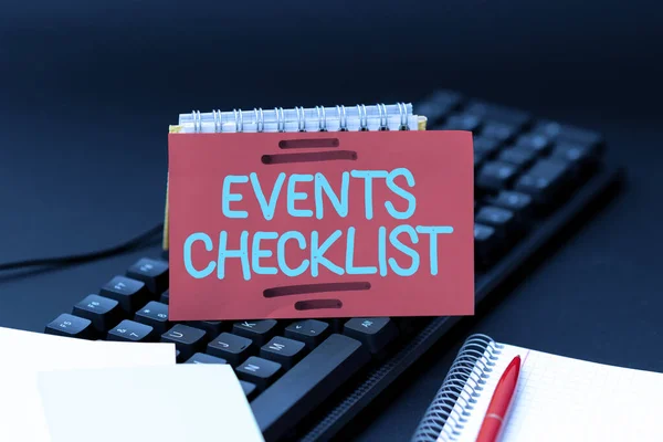 Conceptuele bijschrift Evenementen Checklist. Zakelijke aanpak van onschatbare waarde hulpmiddel voor het succesvol beheren van uw evenementen Abstracte Typ Nieuw Antivirus Programma, Typ Internet Virus Lijsten — Stockfoto