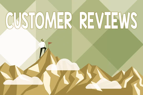 Inspiration showing sign Customer Reviews. Business approach review of a product or service made by a customer Abstract Reaching And Achieving Goal, Result Of Hard Work Concepts — 图库照片