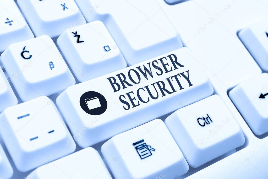 Writing displaying text Browser Security. Conceptual photo security to web browsers in order to protect networked data Internet Browsing And Online Research Study Typing Your Ideas