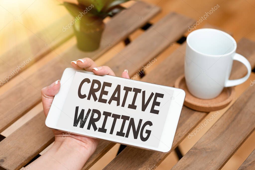 Text sign showing Creative Writing. Business showcase fiction or poetry which displays imagination or invention Voice And Video Calling Capabilities Connecting People Together