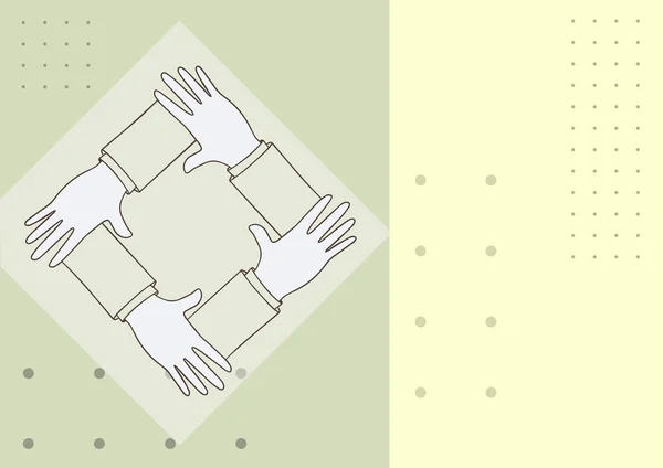 Disegno a quattro mani braccio di tenuta insieme mostrando Simbolo di connessione. Braccia collegate Design tiene i polsi visualizzazione lavoro di squadra cooperazione forte legame. — Vettoriale Stock