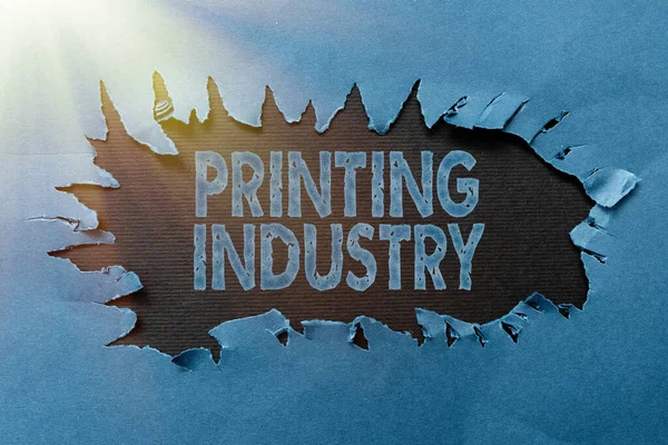 Sign displaying Printing Industry. Concept meaning industry involved in production of printed matter Thinking New Writing Concepts, Breaking Through Writers Block — Stock Photo, Image