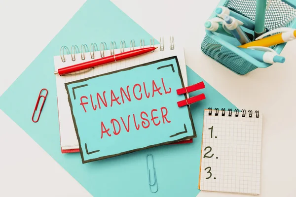 Handwriting text Financial Adviser. Business showcase person who is employed to provide financial services Colorful Perpective Positive Thinking Creative Ideas And Inspirations — Stock Photo, Image