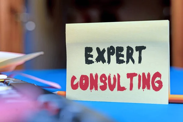 Konceptuell bildtext Expert Consulting. Ord för tillhandahållande av expertkunskap till en tredje part mot en avgift Flera diverse samlingskontor Papper Photo Placed Over Table — Stockfoto