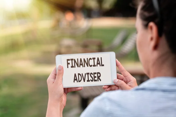 Conceptual caption Financial Adviser. Business overview person who is employed to provide financial services Voice And Video Calling Capabilities Connecting People Together — Stock Photo, Image